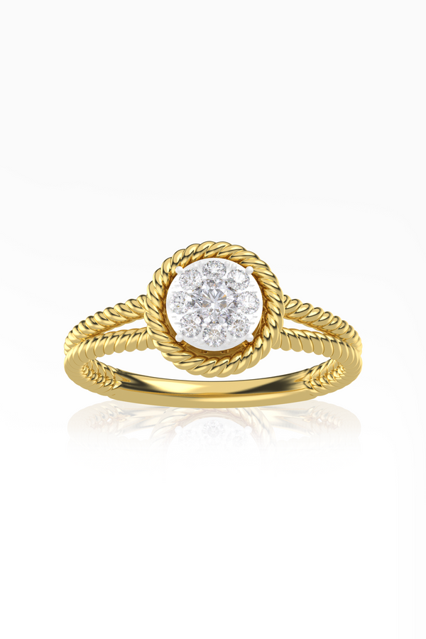 Maya Rope Round Illusion Full Diamond Split Shank Ring