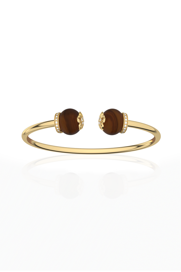 Stella Dome Diamond Drop Bangle with Tiger Eye