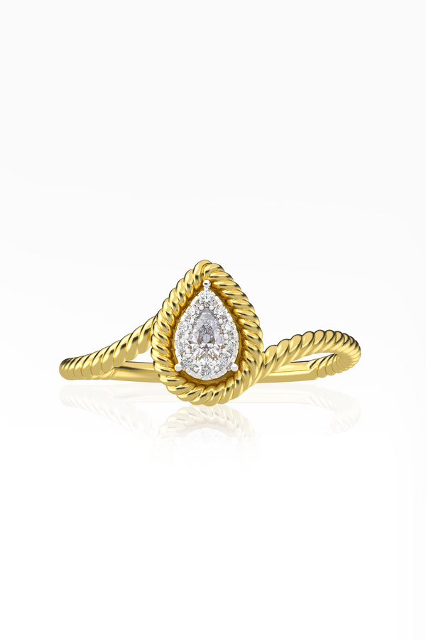 Maya Rope Pear Illusion Full Diamond Twist Shank Ring