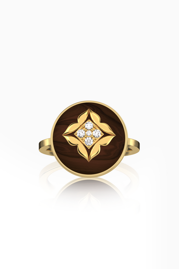 Stella Dome Diamond Ring with Tiger Eye