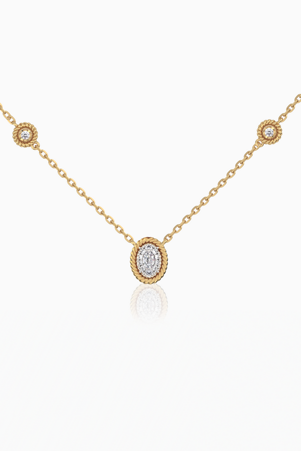 Maya Oval Illusion Full Diamond Necklace