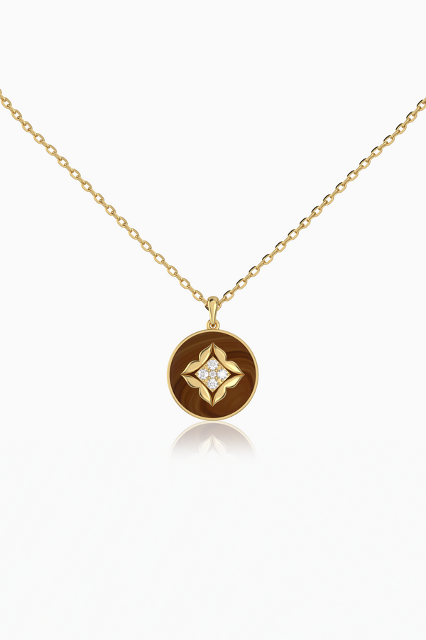 Stella Sphere Diamond Necklace with Tiger Eye