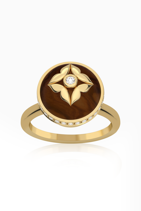 Stella Dome Diamond Ring with Tiger Eye