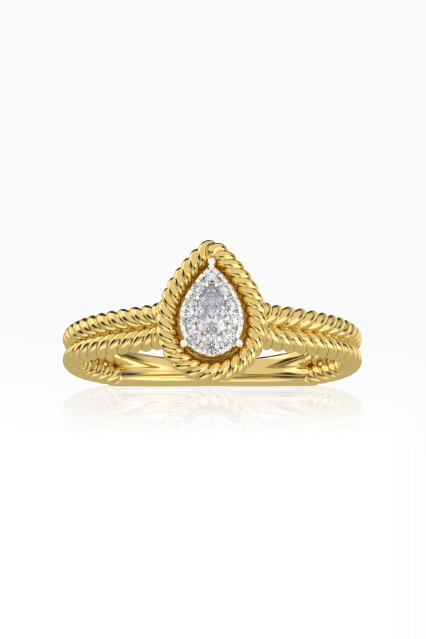 Maya Rope Pear Illusion Full Diamond Double Shank Ring