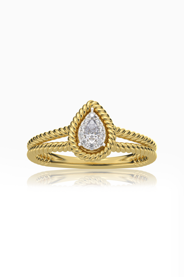 Maya Rope Pear Illusion Full Diamond Split Shank Ring