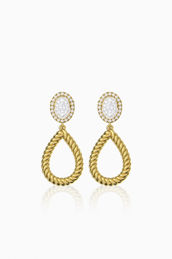 Maya Rope Oval Illusion Full Diamond Drop Earrings