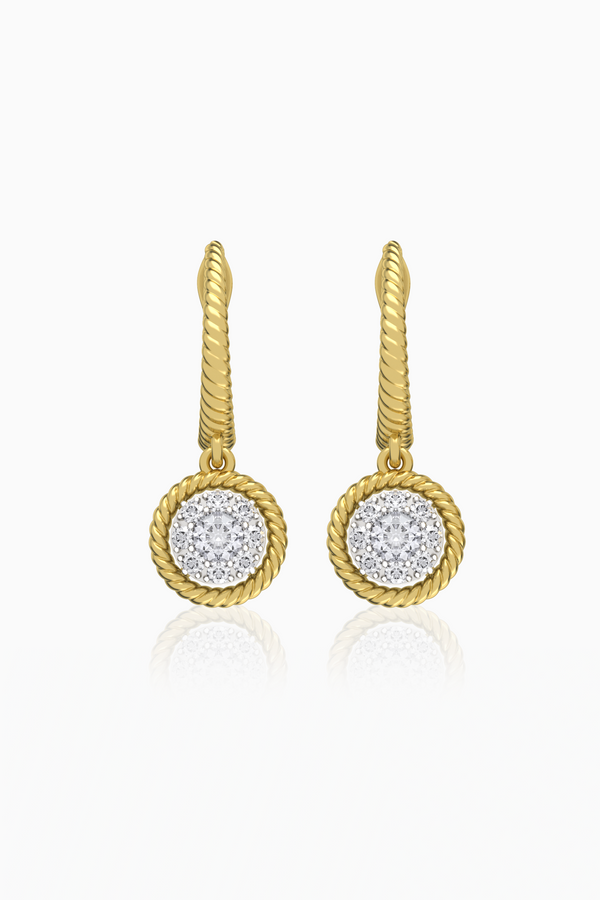 Maya Rope Round Illusion Full Diamond Huggie Drop Earrings