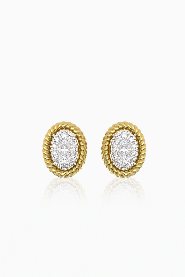 Maya Rope Oval Illusion Full Diamond Stud Earrings