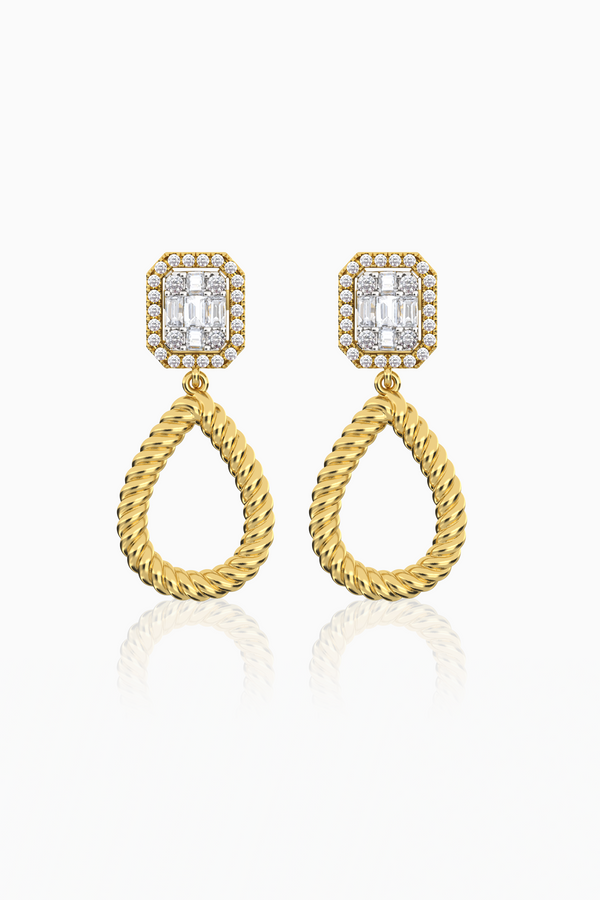 Maya Rope Emerald Illusion Full Diamond Drop Earrings