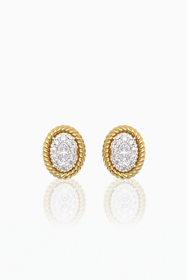 Maya Rope Oval Illusion Full Diamond Stud Earrings