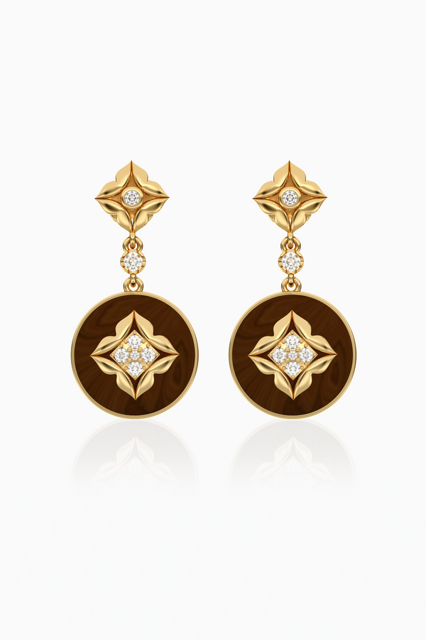 Stella Dome Diamond Drop Earring with Tiger Eye