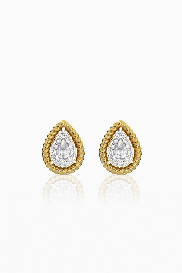 Maya Rope Pear Illusion Full Diamond Stud Earrings