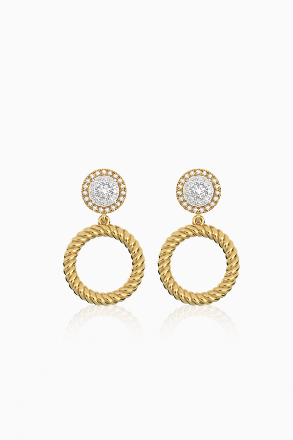 Maya Rope Round Illusion Full Diamond Drop Earrings