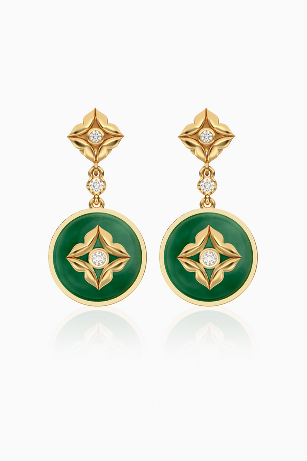 Stella Dome Diamond Drop Earring with Green Aventurine